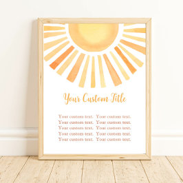 Poster Boho sunshine símbolo personalizado amarelo-sol co