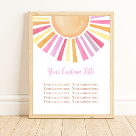 Poster Boho sunshine símbolo personalizado sol cor-de-ros