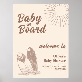 Poster Boho Surfboard Mínimo Neutro Bem-vindo