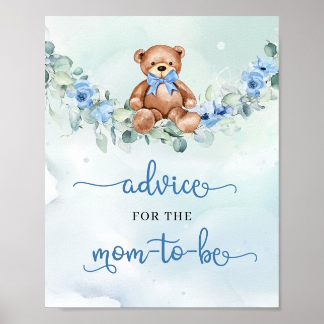 Poster Boho Teddy Ursinho Nervoso para a futura mãe (Frente)