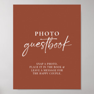 Poster Boho Terracotta Burnt Orange Photo Guestbook Sinal