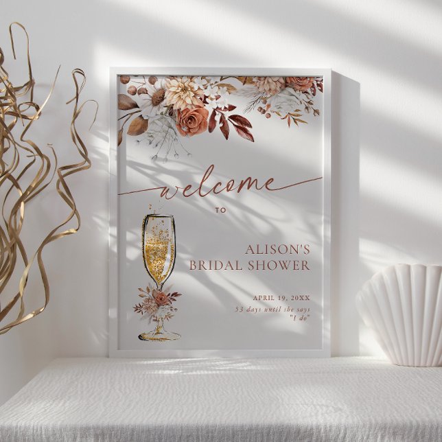 Poster Boho Terracotta Chá de panela Welcome (Criador carregado)