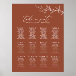 Poster Boho Terracotta Queimou Laranja Casamento