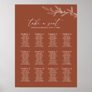Poster Boho Terracotta Queimou Laranja Casamento
