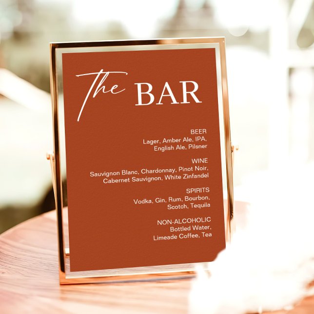 Poster Boho Terracotta Sinal de Bar de Casamento (Criador carregado)