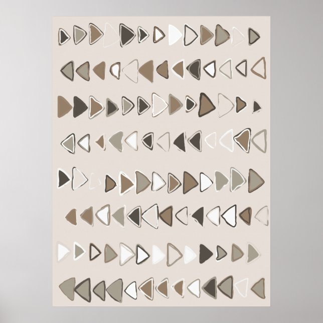 Poster Boho Triangles Brown Taupe Ivory (Frente)