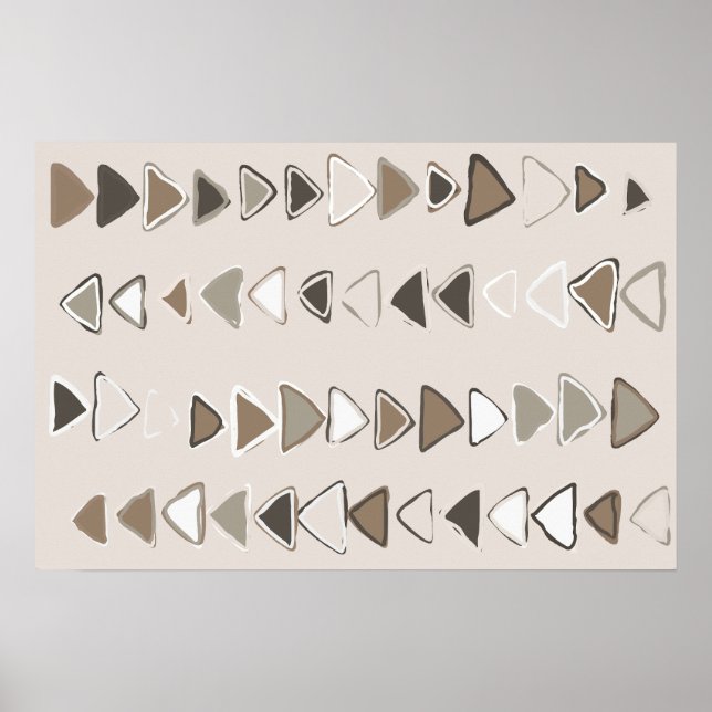 Poster Boho Triangles Brown Taupe Ivory (Frente)