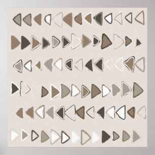 Poster Boho Triangles Brown Taupe Ivory