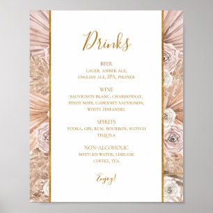 Poster Boho Tropical Botânico Placa de Menu de Bebidas