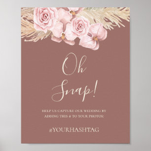 Poster Boho Tropical Botânico Rosa Empoeirado Oh Snap Has