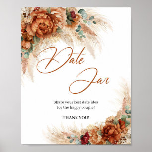 Poster Boho tropical cobre floral grama pampas jarro de d