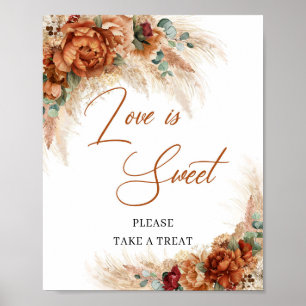 Poster Boho tropical cobre laranja queimada O amor é doce