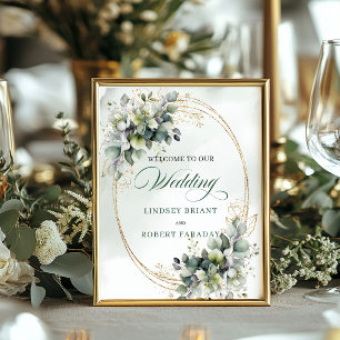 Poster Boho Verde Sage Botânico Mesa de Casamento Bem-vin