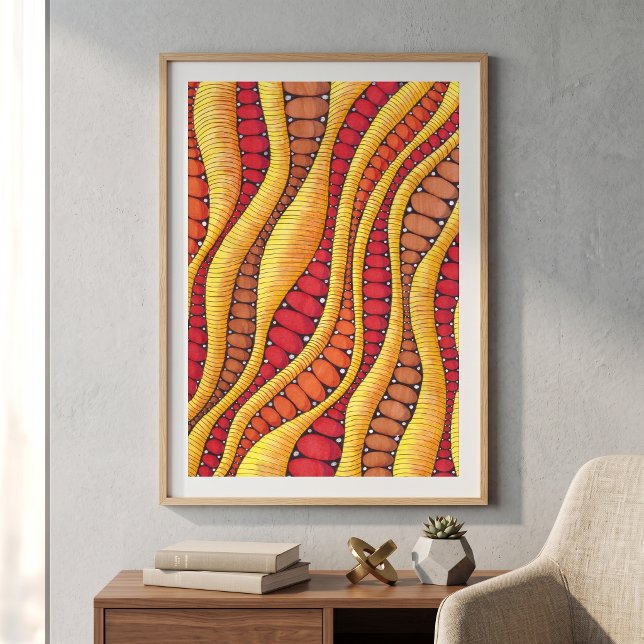 Poster Boho Vermelho Laranja Quente Terroso Padrão Abstra (Criador carregado)