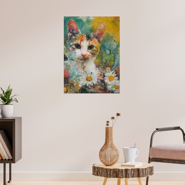 Poster Boho Watercolor Cats - Terna Feline Art (3) (Sala de Estar 3)