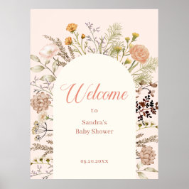 Poster Boho Watercolor Chá de fraldas Wildflower Welcome