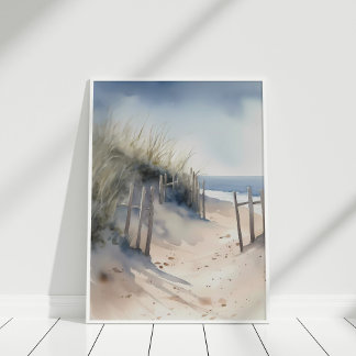 Poster Boho Watercolor Coastal Panorama Art
