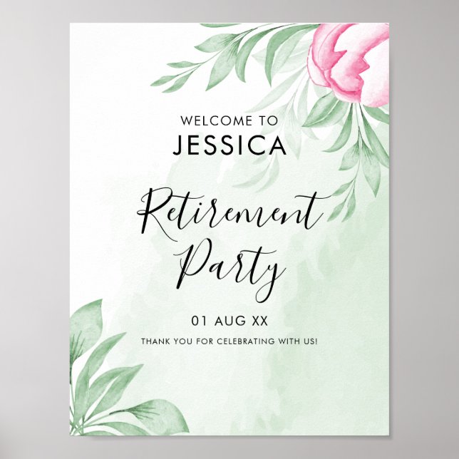 Poster Boho Watercolor Eucalyptus Retirement Bem-vindo (Frente)