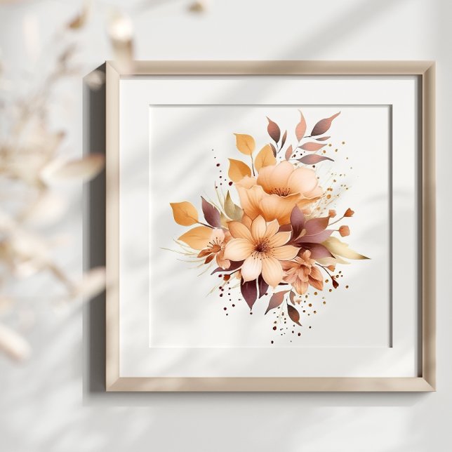 Poster Boho Watercolor Flowers Splash Art Splatter (Criador carregado)