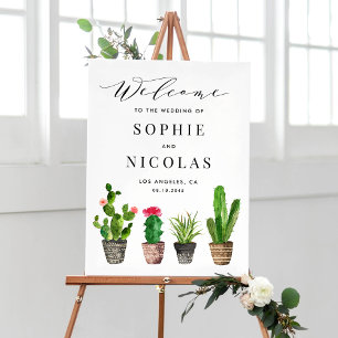 Póster Boho Watercolor Suculents Sinal de Boho