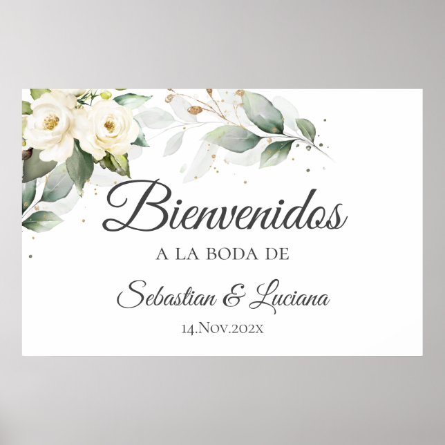 Poster Boho Wedding - Sinal de boas-vindas em espanhol (Frente)