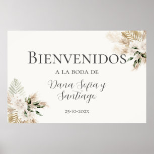 Poster Boho Wedding - Sinal de boas-vindas em espanhol