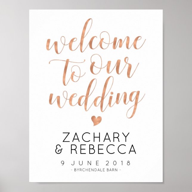 Poster Boho Weding Sign Rosa Dourado (Frente)