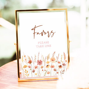 Poster Boho Wildflower Chá de fraldas Favorece Sinal