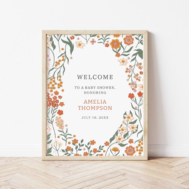 Poster Boho Wildflower Chá de fraldas Welcome (Criador carregado)