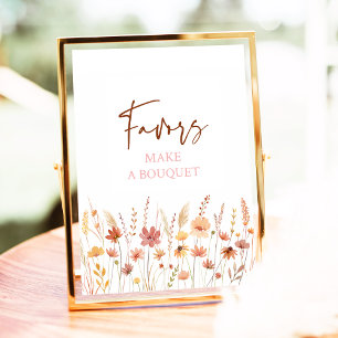 Poster Boho Wildflower favorece sinal de Chá de panela