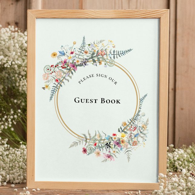 Poster Boho Wildflower Fern Mint Green - Sinal de livro d (Criador carregado)