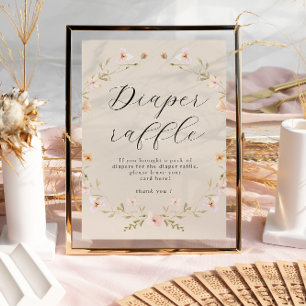 Poster Boho Wildflower Fralda Raffle Chá de fraldas
