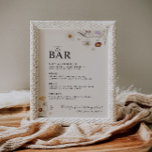 Poster Boho Wildflower O Sinal De Casamento Do Bar<br><div class="desc">O sinal de Bar é caracterizado por um estilo "boho" com trabalho de arte floral e cor verde e bege neutro.</div>