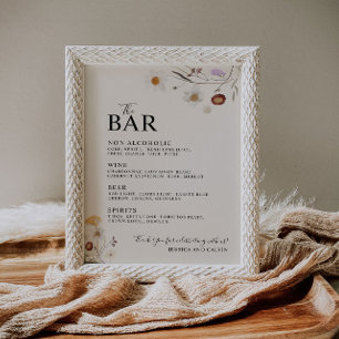 Poster Boho Wildflower O Sinal De Casamento Do Bar