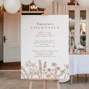 Poster Boho Wildflower Signature Cocktail Sinal