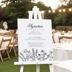 Poster Boho Wildflower Signature Cocktail Sinal