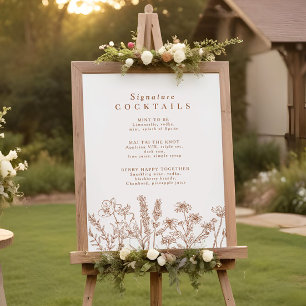 Poster Boho Wildflower Signature Cocktail Sinal