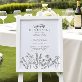 Poster Boho Wildflower Signature Cocktail Sinal