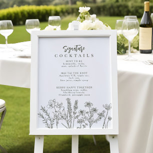 Poster Boho Wildflower Signature Cocktail Sinal