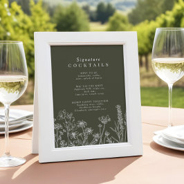 Poster Boho Wildflower Signature Cocktail Sinal