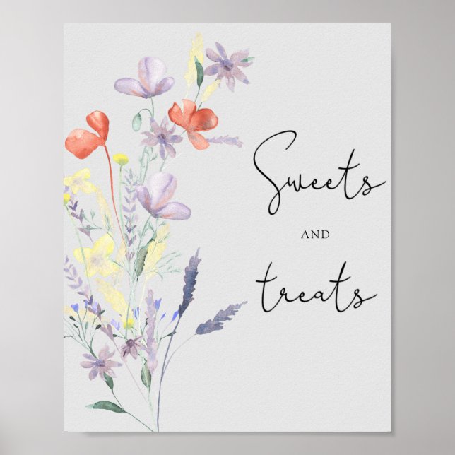 Poster Boho Wildflower - Sweets and Treats chá de fraldas (Frente)