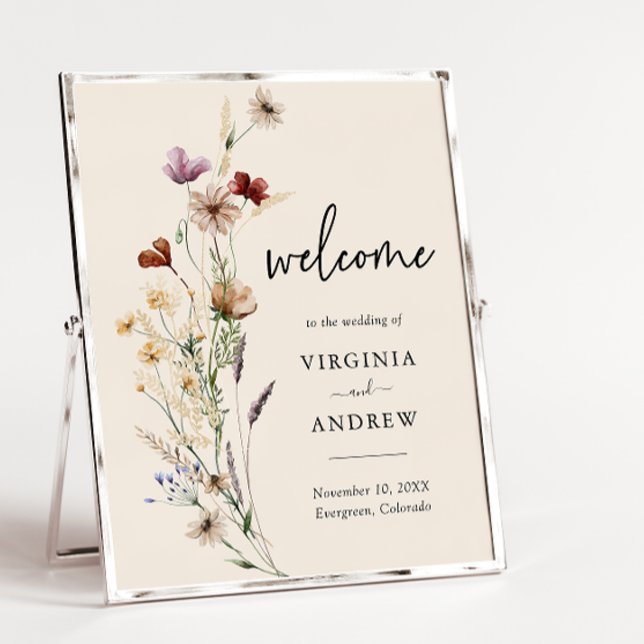 Poster Boho Wildflower Welcome Wedding (Boho Wildflower Welcome Wedding Poster
)