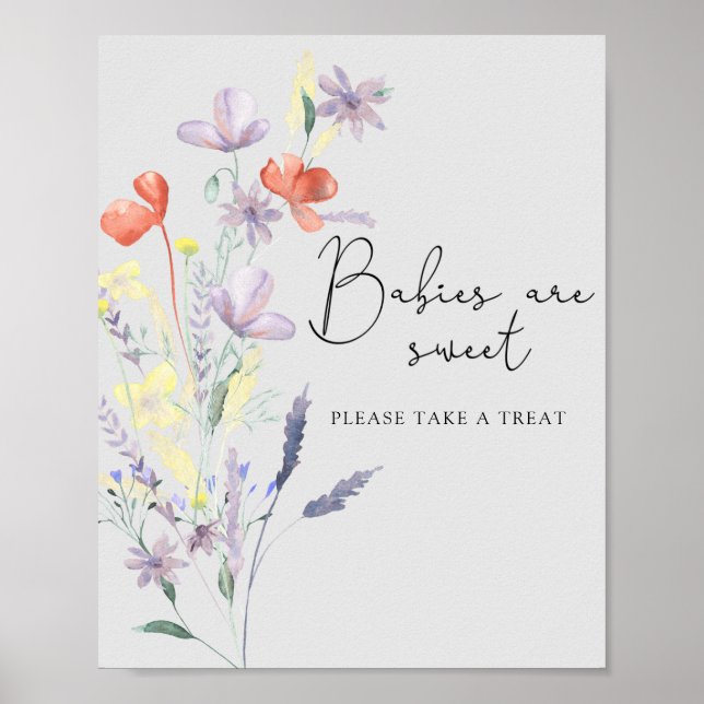 Poster Boho Wildflowers - Bebês são doces (Frente)