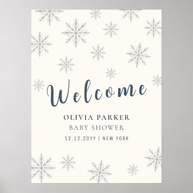 Poster Boho Winter Snowflake Chá de fraldas de Boho (Frente)
