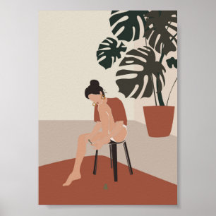Poster Boho Woman e Monstera Plant Summer Fashion