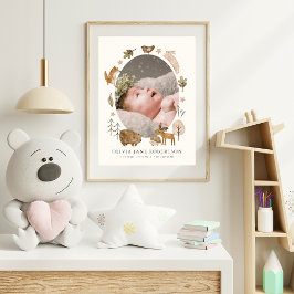 Poster Boho Woodland Animal Baby Stats Fotografia Arte Nu