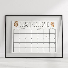 Poster Boho Woodland Animal Chá Adivinha Data de Vencimen