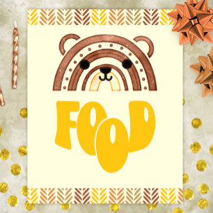 Poster Boho Woodland Bear, estação de Comida 8x10