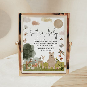 Poster Boho Woodland Chá de fraldas Don't say Baby