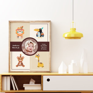 Poster Boho Woodland Foto de Nascimento Newborn